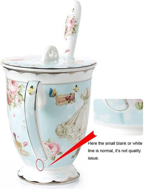 YBK Tech Euro Style Porcelain Tea Cup Coffee Mug with Lid for Breakfast Home Kitchen (((Butterflies Pattern) (Pink)))...