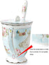 YBK Tech Euro Style Porcelain Tea Cup Coffee Mug with Lid for Breakfast Home Kitchen (((Butterflies Pattern) (Pink)))...