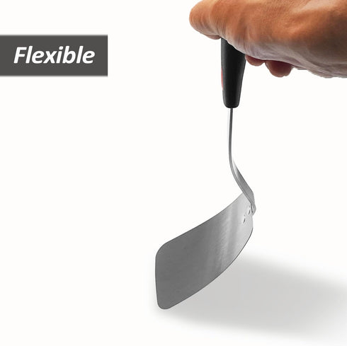 Stainless Steel Flexible Spatula Solid Turner, XiaoZu Thin Metal Spatula for Cast Iron Skillet, Thin Blade and Heat Resistant Silicone Handle, Gre...