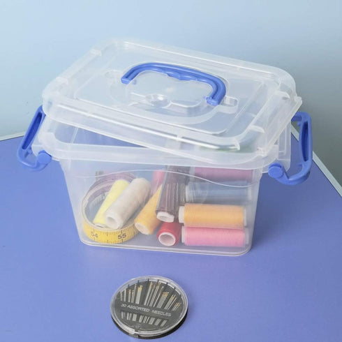Morcte 1.5 L Mini Plastic Storage Bin, Clear Small Latch Box, Pack of 6...