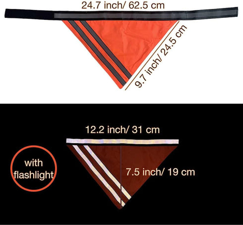 Reflective Dog Bandana Velcro Safety Scarf 2 Pack Orange Dog Reflective Gear...