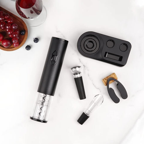 CIRCLE JOY Electric Wine Openers Set - Battery Powered Motorized Operated Cordless Automatic Corkscrew Opener Puller Kit with Attached Foil Cutter...
