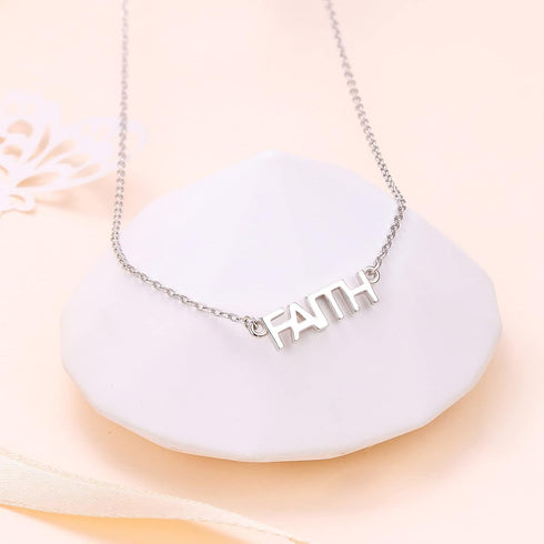 925 Sterling Silver Inspirational Infinity Love of God Faith Hope Love Jewelry Unique Faith Over Fear Cross Heart Charm Choker Necklace Religious ...