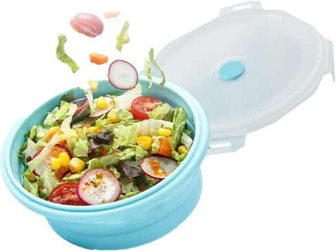 3Pack Collapsible Silicone Food Storage Containers with Lid 40OZ Foldable Lunch Bowl for Microwave Freezer Dishwasher Safe 800ml...