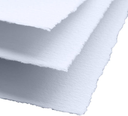 400 GSM / 25 Sheets Deckle Edge Blank Drawing Watercolor Paper, White, Mixed Media Loose Leaf Paper, Cotton Rag Handmade Paper for Artists, Invita...