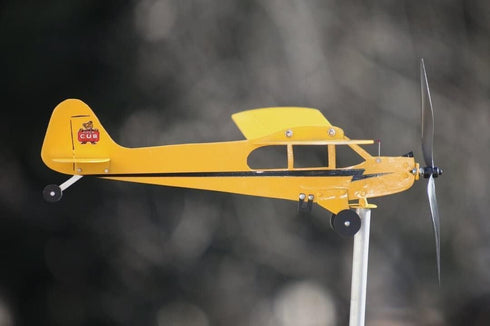 Piper J3 Cub Airplane Weathervane,3D Unique and Magical Metal Windmill Outdoor Wind Sculpture Kinetic Sculpture for Yard/Garden/Decor Decoration,G...