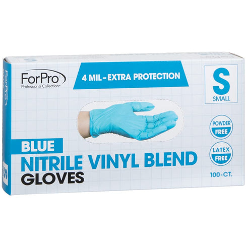 ForPro Professional Collection Disposable Nitrile Vinyl Blend Gloves, 4 Mil Extra Protection, Powder-Free, Latex-Free, Non-Sterile, Food Safe, Blu...