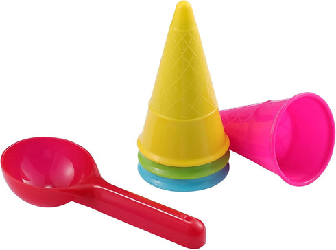 Kisangel 10pcs Plastic Ice Cream Cones Kids Ice Cream Scoop Set Outdoor Beach Toys Kids Sand Mold Toys for Seaside Play Sand Toys(Random Color)...