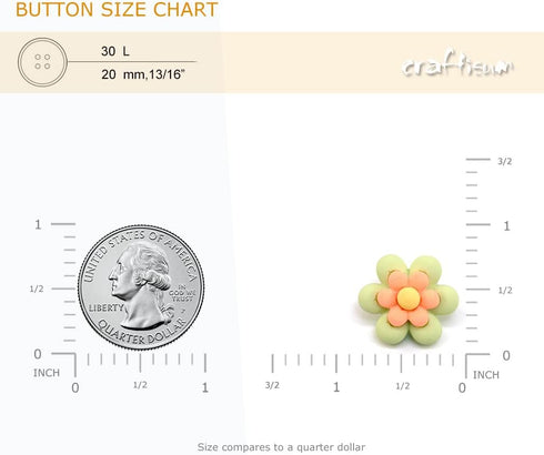 20 pcs Cute Green Resin Six Petals Flower Sewing Coat Buttons with Loop -20mm -13/16"...