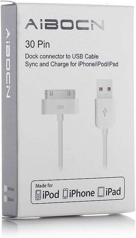 Aibocn MFi Certified 30 Pin Sync and Charge Dock Cable (New Packaging × 2 Pack)...
