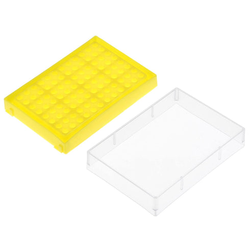 uxcell Centrifuge Tube Rack Storage Box, 96-Well 5.5mm Hole Dia Polypropylene Holder for 0.2ml Microcentrifuge Tubes Vials Samples, Blue Yellow Re...