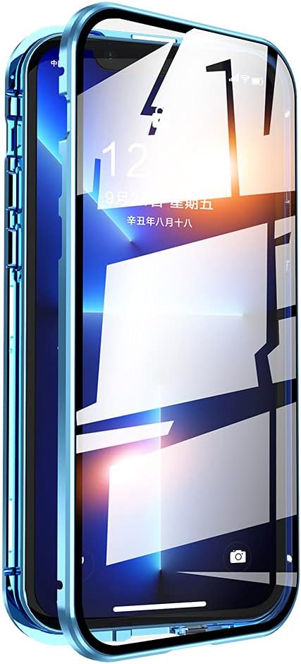 with Safety Lock & Strong Magnetic adsorption for iPhone 13 Pro case with Camera Lens Protector Metal Bumper 360 Full Body Protection Double-Sided...