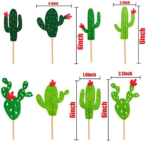 Cactus Cupcake Toppers Summer Hawaii Theme Party Favors Cupcake Picks for Fruit Cake Decorations Fiesta West Tropical Cacti Birthday Party Supplie...