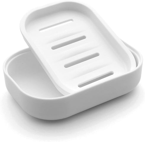 Plastic Soap Dish, Container, Keeps Soap Dry,Easy Cleaning,Drain,White...