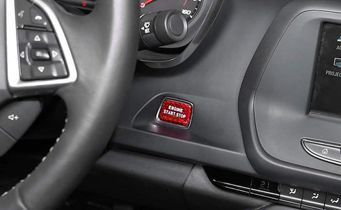 iJDMTOY Gloss Red Real Carbon Fiber Keyless Engine Start/Stop Push Start Button Cover Compatible with 2016-up Chevrolet Camaro...