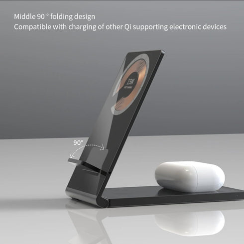 Wireless Charging Station Compact Sleek and Modern Design with 15 Watts Fast Charging Compatible with iPhone 15/14/13/12/11 Pro Max/XR/XS/8/8 Plus...