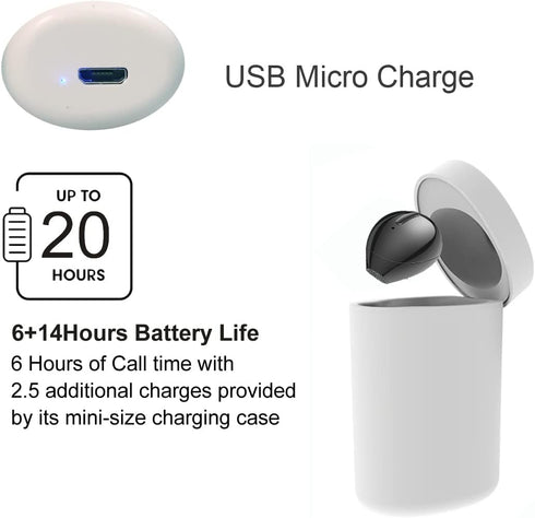 Mini Bluetooth Earpiece Wireless, Single Bluetooth Earbuds with Charging Case 6 Hrs Playtime, Headset Hands-Free with Microphone for iOS Android S...
