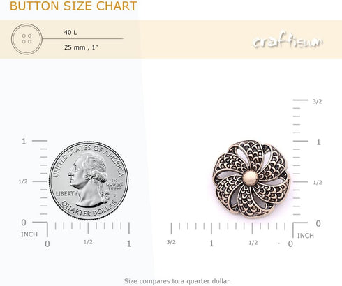20 pcs Vintage Hollow Scale Pattern Copper Metal Shank Sewing Coat Buttons -25mm -1"...