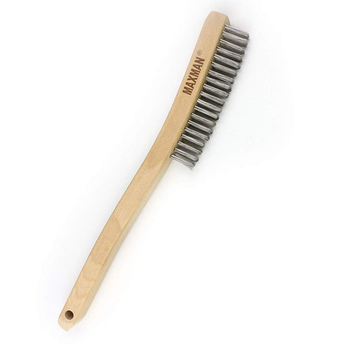 Wire Brush,Stainless Steel Wire Scratch Brush for Cleaning Rust with 14" Long Curved Beechwood Handle,Large...
