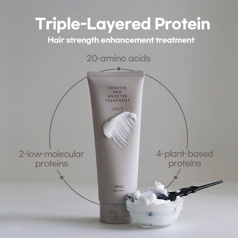 L03 keratin pro booster korean treatment (hair mask) contain 20,000ppm keratin for frizzy dry damaged hair, smooth conditioner-mask combo/korea ha...