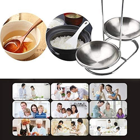 304 Stainless Steel Double Ladles Holder Vertical Spoon Rest Cooking Utensils Stand with 4 inch bowls...