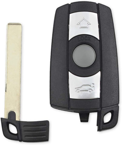 Remote Car Key Shell for BMW 3 5 Series BMW X5 BMW X6 BMW Z4 Key Cover Fob with Uncut Blade 3 Buttons Replacement Key Case, Black...