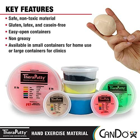 CanDo Theraputty Plus Hand Exercise Putty for Rehabilitation, Exercises, Hand Thearpy, Occupational Therapy, Hand Strengthening, Improve Motor Ski...