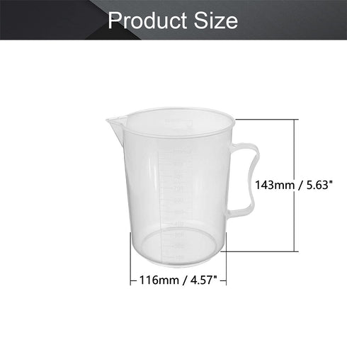 Othmro Measuring Cup 1000ml pp Plastic Graduated Beaker Clear with Handle for Lab Kitchen Liquids 1pcs...