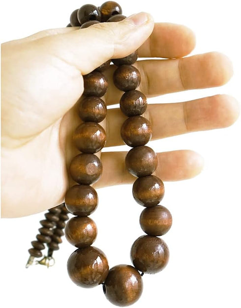 Natural Wood Beads Necklace for Men Women Wooden Chain Unisex Chunky Bead Necklaces...