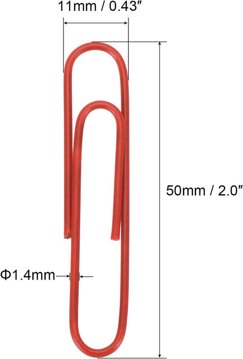 MECCANIXITY Paper Clips Medium Size 2 Inch Vinyl Coated to Prevent Tearing Pages with Box for Organize Office Home Red Count 100...