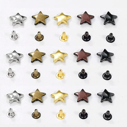 200 Sets 12MM Star Shape Leather Rivets Metal Studs Garment Rivets Hardware Accessories for Clothes Shoes Bags Belts DIY Leather Craft Supplies, 5...