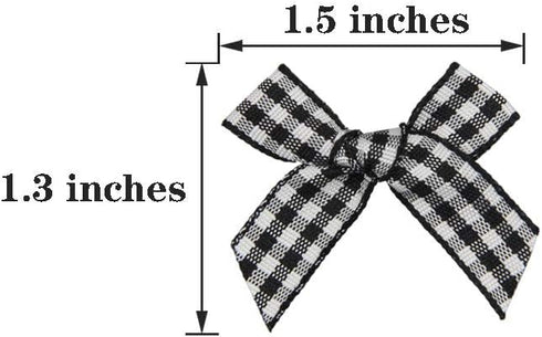 7Rainbows 50pcs Boutique Mini Pink Gingham Ribbon Bows Appliques DIY Craft for Sewing Scrapbooking Wedding and Gift...