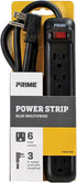 Prime Wire & Cable PB922009 6-Outlet Power Strip with Right Angle Plug and 14-3 SJT 3-Feet Cord,Black...