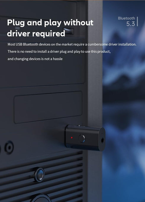 5.3 Transmitter Receiver 2-in-1 USB Adapter, USB Bluetooth Adapter, Wireless Audio Transmitter for TV to Bluetooth Headphones, Low Latency, Power ...