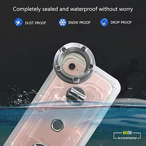Underwater Photography Waterproof Phone Case Pouch for iPhone 6/7/8 Enhanced Underwater Cell Phone Dry Bag with Armband O Lens Ring Full Sealed Wa...