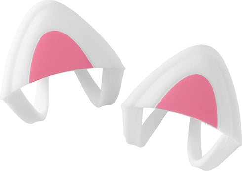 kwmobile Cat Ears for Overear Headphone (Set of 2) - Fits Headbands 1" to 1.5" (2.5cm to 3.8cm) Diameter - White/Dark Pink...