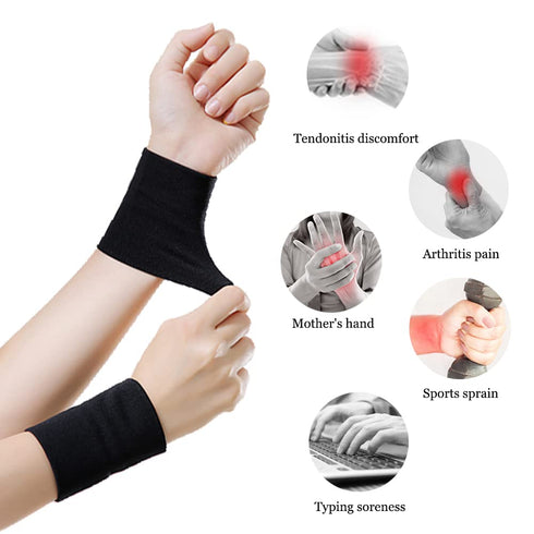 Wrist Compression Sleeve (4PCS), Soft Wrist Support Brace Wrist Bands for Tendonitis, Arthritis, Sprains Pain Relief, Elastic Carpal Tunnel Wraps ...