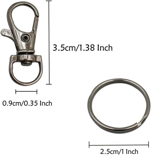 60 Pcs Premium Dark Grey Swivel Clasps Lanyard Snap Hooks with Key Rings, Key Chain Clip Hooks Lobster Claw Clasps for Keychain Clip Lanyard, Jewe...