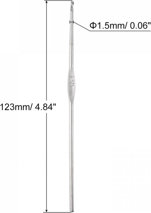 uxcell Stainless Steel Crochet Hook 1.5mm US Size 8 Knitting Needles for DIY Craft Yarn 6Pcs......