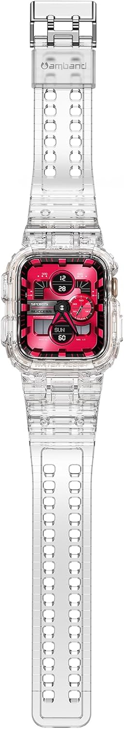 amBand Compatible for Apple Watch Band 45mm 44mm 42mm with Bumper Case, Crystal Cute Women Strap for iWatch SE/SE 2nd Series 9 8 7 6 5 4 3 2, Spor...