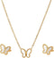 Gold Dianty Butterfly Pendant Necklace Earrings Set for Women Gold Chain Boho Beach Simple Necklace Stud Earrings Minimalist Charm Jewelry Cute Bu...