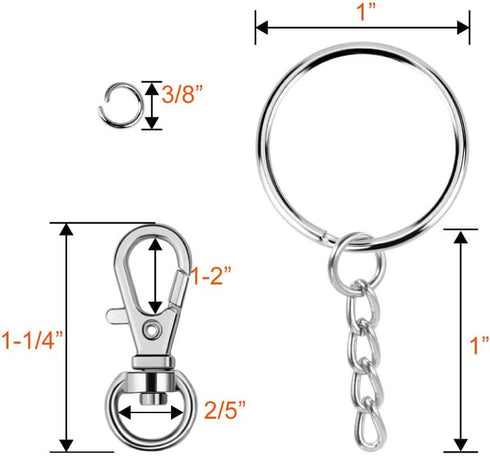 Selizo 120Pcs Swivel Snap Hook and Key Rings with Chain for Keychain Lanyard...