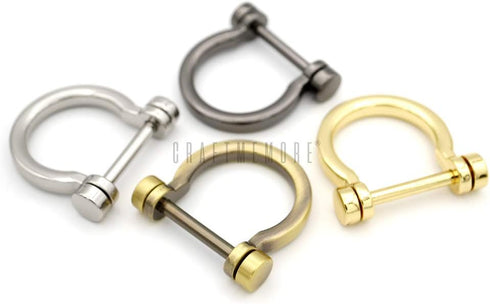 CRAFTMEMORE D-Rings Screw in Shackle Horseshoe D Ring DIY Key Holder Purse Accessory for 3/4 Inch Strap 4 pcs (Gold)...