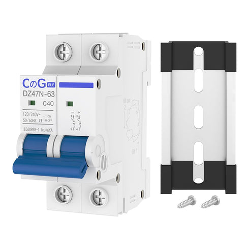 AC Miniature Circuit Breaker 40 Amp 2 Pole 120/240V Solar AC Disconnect Switch Thermal Magnetic Trip Din Rail Mount...