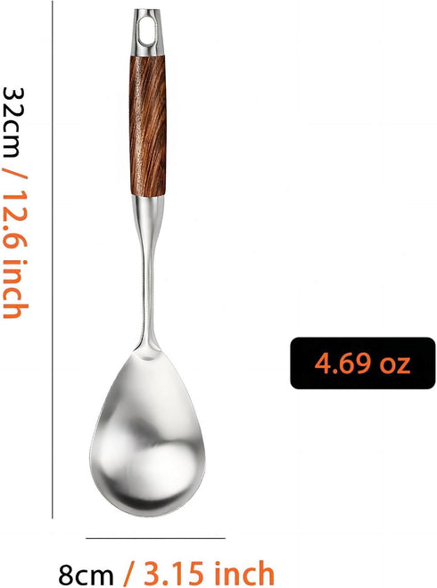 REDANT Stainless Steel Big Serving Spoons for Cooking - Metal Basting Spoon With Wooden Handle - Large Kitchen Spoon For Cooking,Mixing, Serving, ...