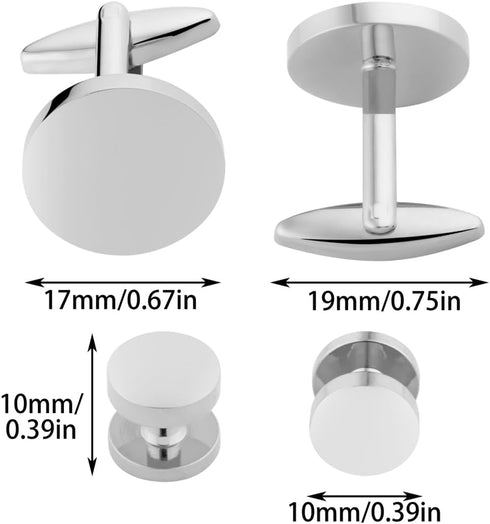 GWD Mens Cufflinks Stainless Steel Tuxedo Shirt Studs Set with Gift Box Silver Black Gold Cuff link Jewelry Gift Wedding Business...