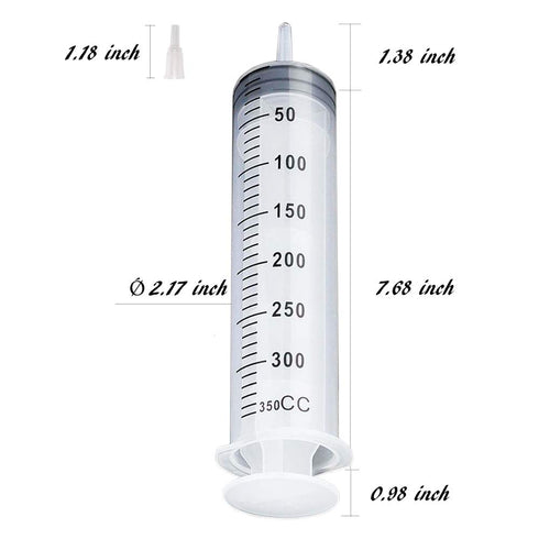 350ml Syringe with Adapter, Plastic Large Syringe without Needle for Scientific Lab Supplies, Pet Feeding Syringe Disposable, Liquid Measurement a...
