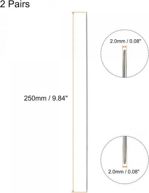 uxcell 2 Pairs Knitting Needle Set, 2.0mm Diameter 9.84 Inches Length Stainless Steel Double Pointed Sweater Needles for Handmade Projects DIY Kni...