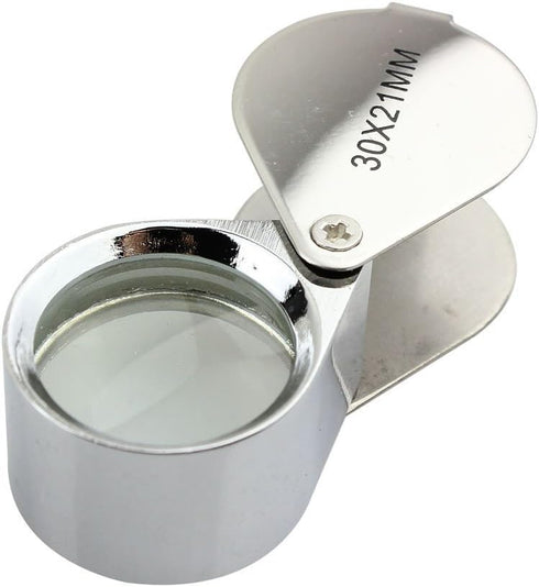 iKKEGOL 30 X 21mm Glass Jeweler Loupe Loop Eye Magnifier Magnifying Magnifier Metal Body Silver...