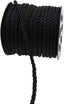 Black Satin Twisted Cord 5mm for Jewelry Making - 20 Yards Decorative Braided Polyester Twine Rope String - Shiny Thick Thread for Choker Cords an...